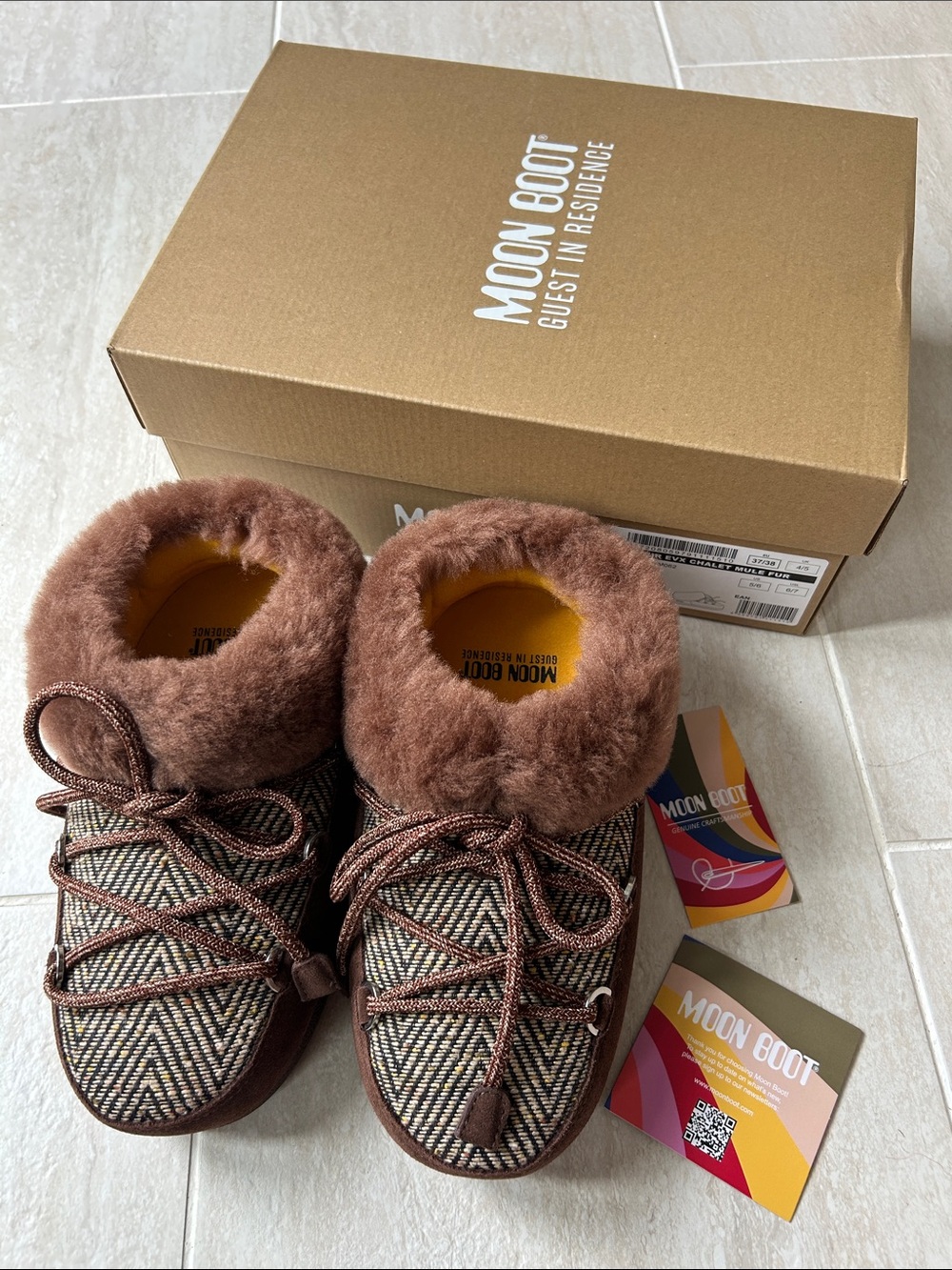 Moon Boot suede faux fur mule. US 5-6